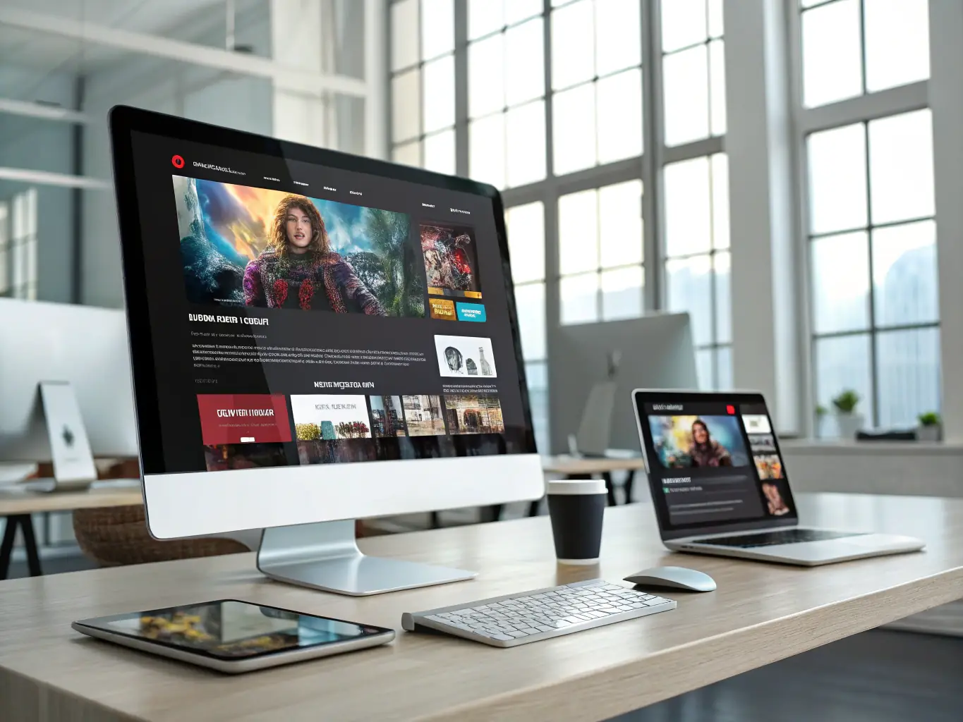 A clean, modern website design showcasing a responsive layout on various devices, emphasizing user experience and visual appeal.